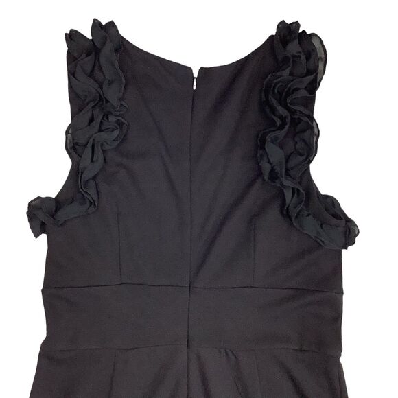 Carmen Marc Valvo Roma Midi Dress Women's 10 Sheath Ruffle Sleeveless Stretch - Picture 4 of 14